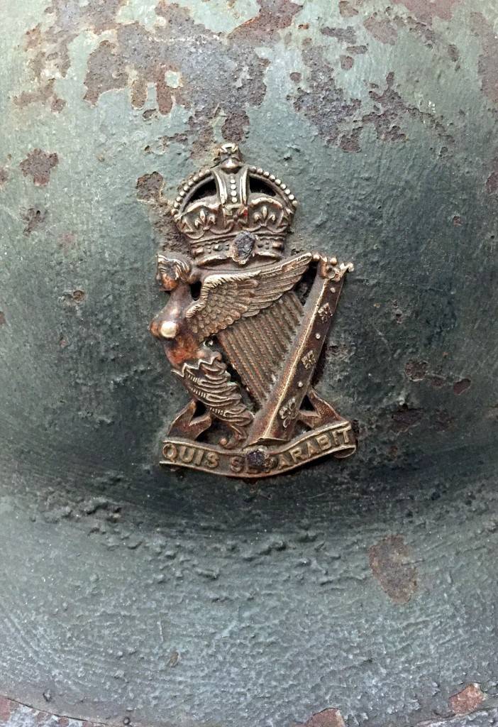 British steel helmet, detail. 108th Brigade, 36th Ulster Division