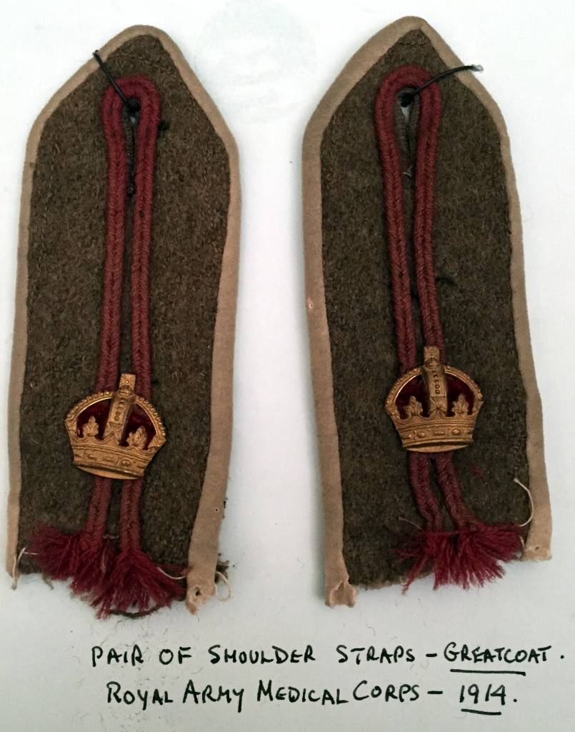 Pair of shoulder straps from a greatcoat. Royal Army Medical Corps, 1914