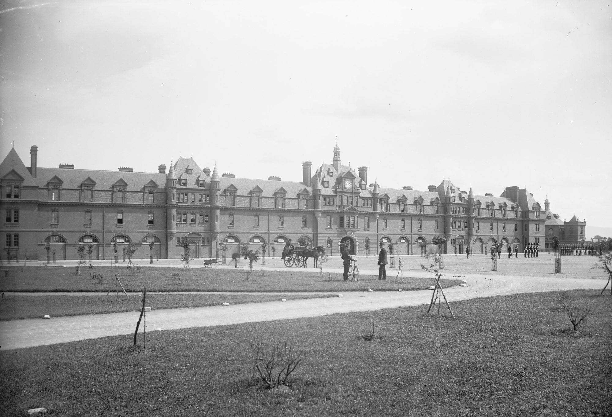 Part of the Lawrence Collection, Robert French probably took this image of Marlborough Barracks (now McKee Barracks) around 1900. National Library of Ireland. 